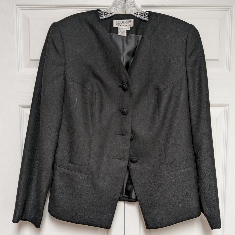 Atrium Collection- Black Collarless Blazer- Size 12